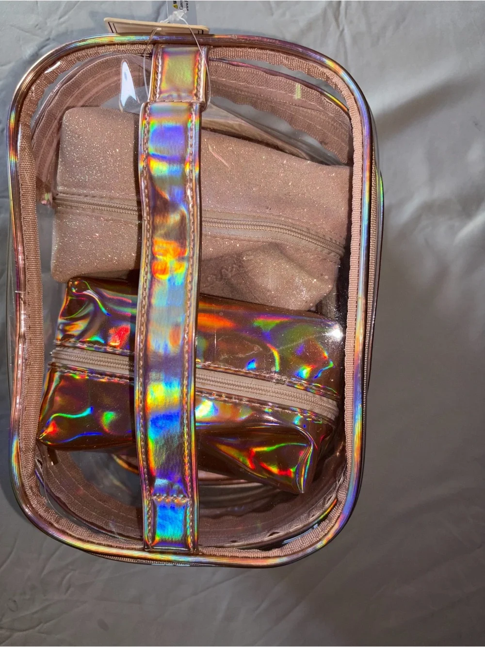 Holographic Pink Makeup Bag set - Vegan Accessories